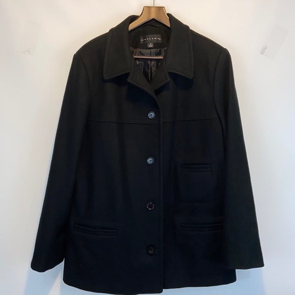 Gallery Women's Black Wool Peacoat Size 14 - Picture 1 of 12